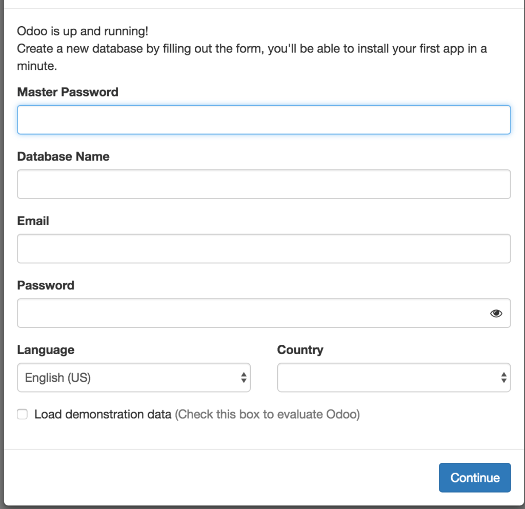 odoo creation database
