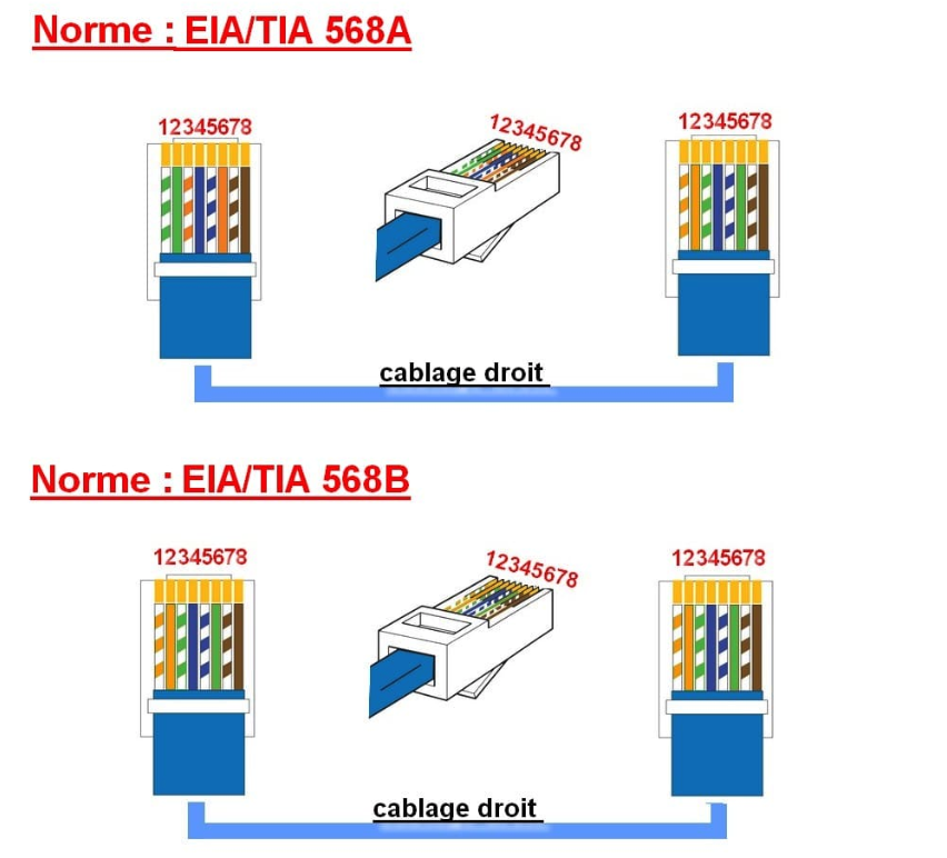 cablage réseau ethernet entreprise T568B